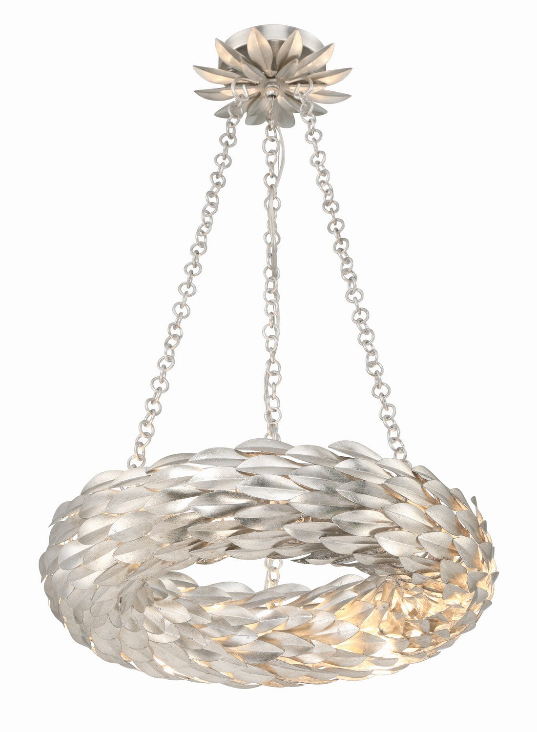 Broche LED Chandelier in Antique Silver