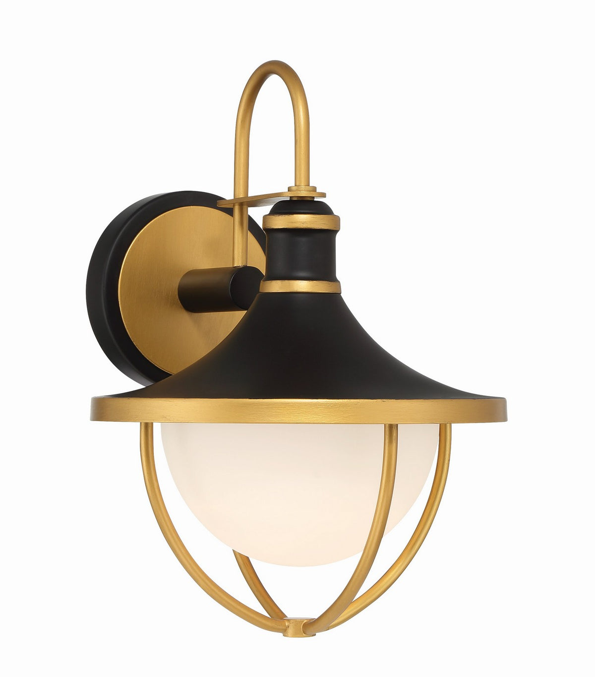 Atlas Outdoor Wall Sconce in Matte Black + Textured Gold