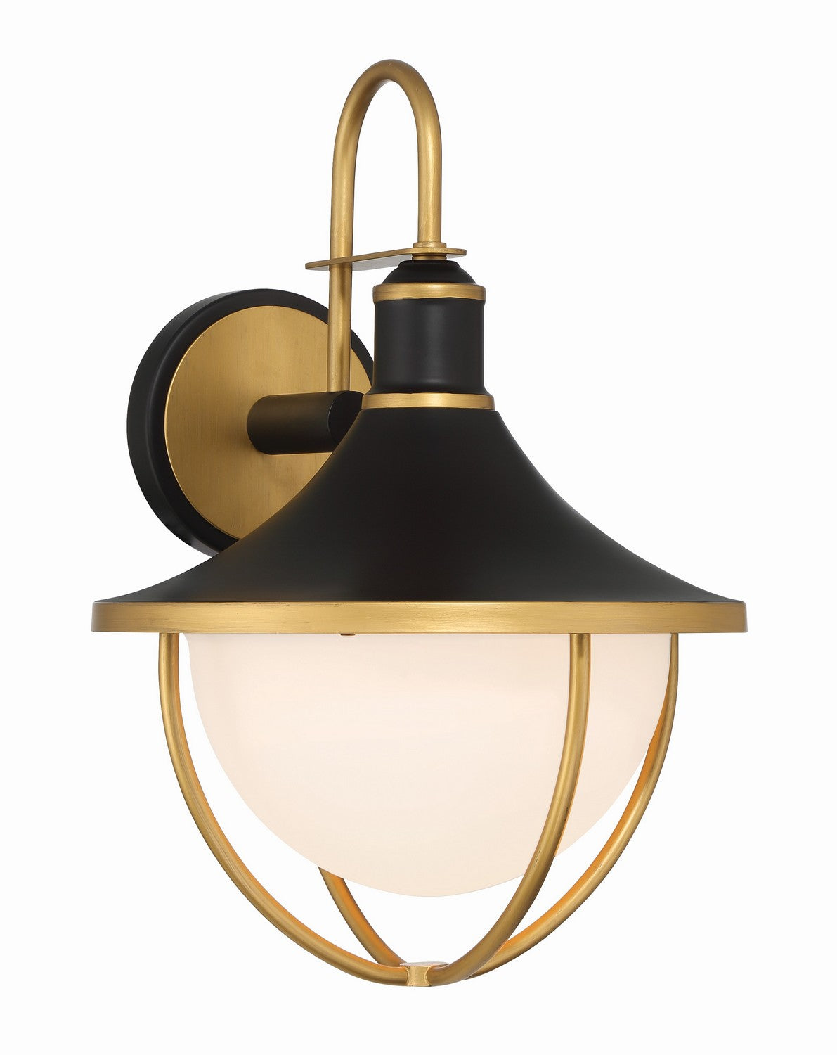 Atlas One Light Outdoor Wall Sconce in Matte Black + Textured Gold