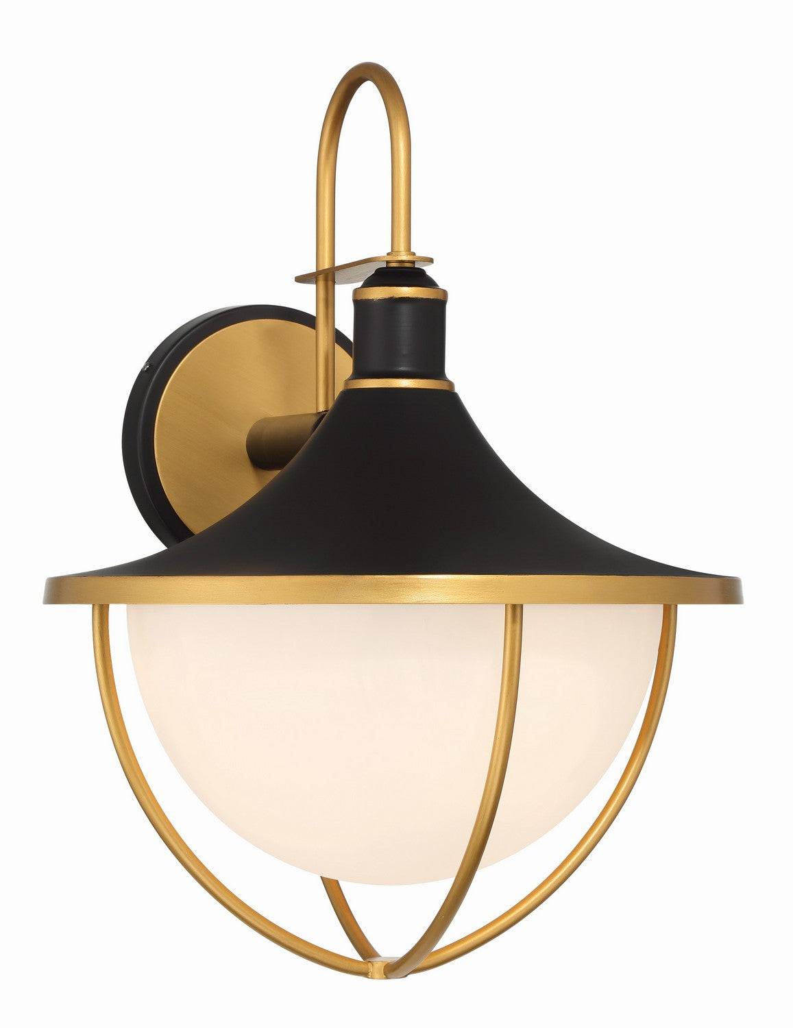 Atlas Three Light Outdoor Wall Sconce in Matte Black + Textured Gold
