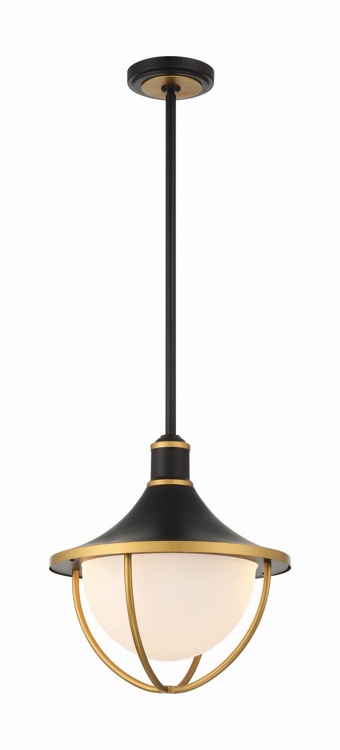 Atlas Three Light Outdoor Pendant in Matte Black + Textured Gold