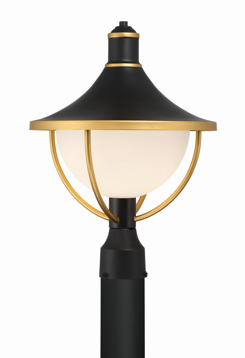 Atlas Outdoor Post Mount in Matte Black + Textured Gold