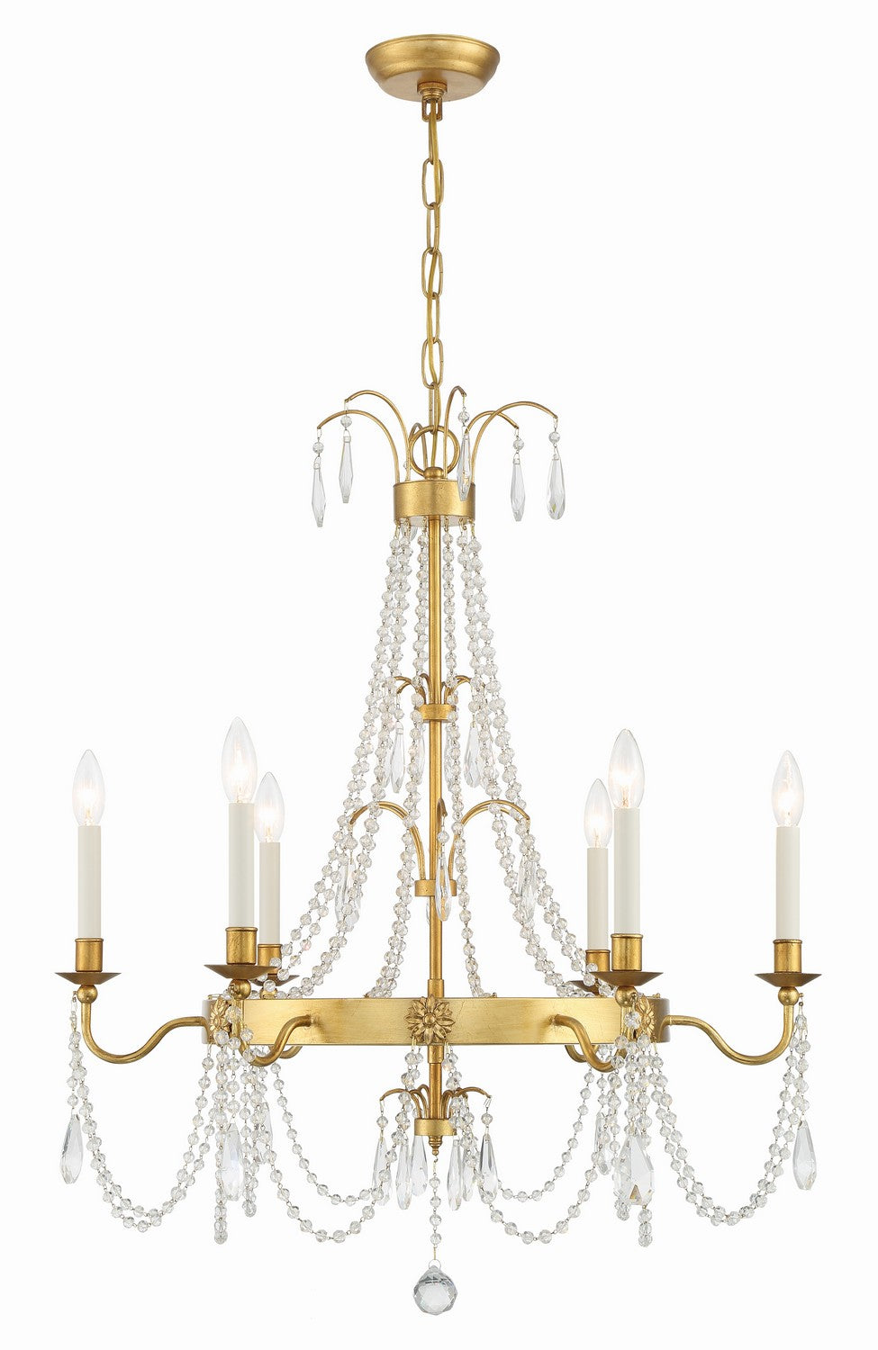 Maizey Six Light Chandelier in Antique Gold