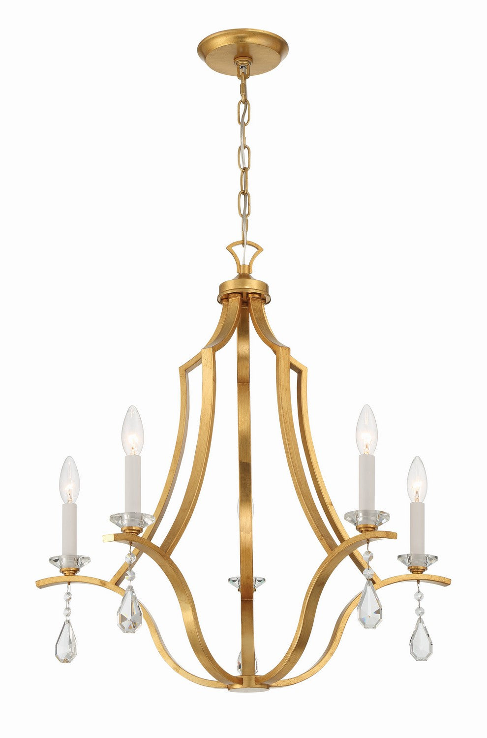 Perry Five Light Chandelier in Antique Gold