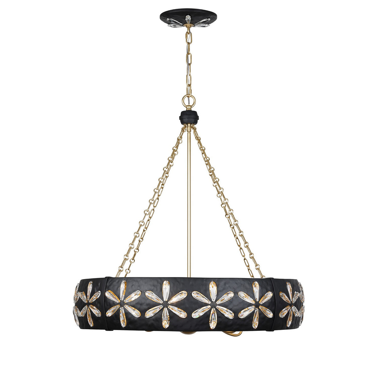 Venice Six Light Chandelier in Metropolis Black and Gold