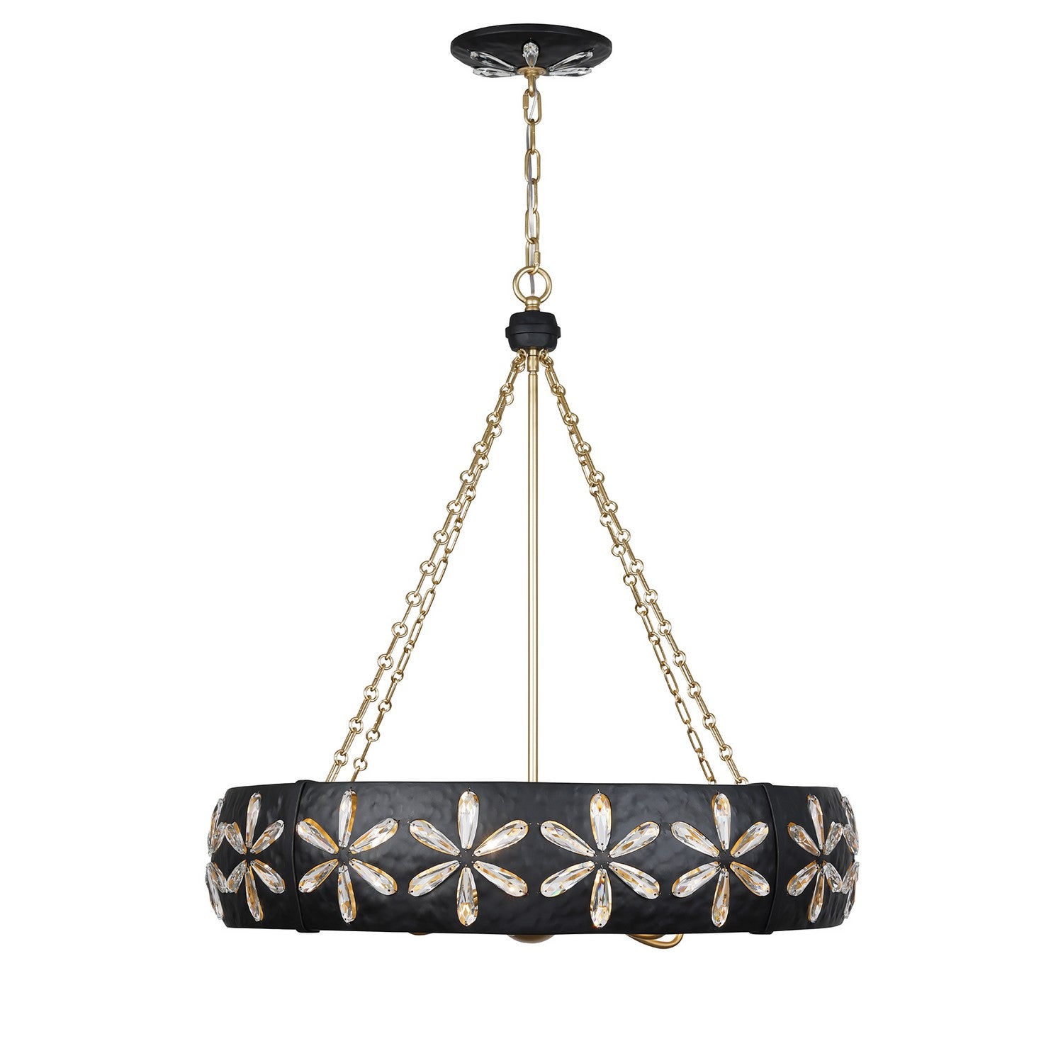 Venice Six Light Chandelier in Metropolis Black and Gold