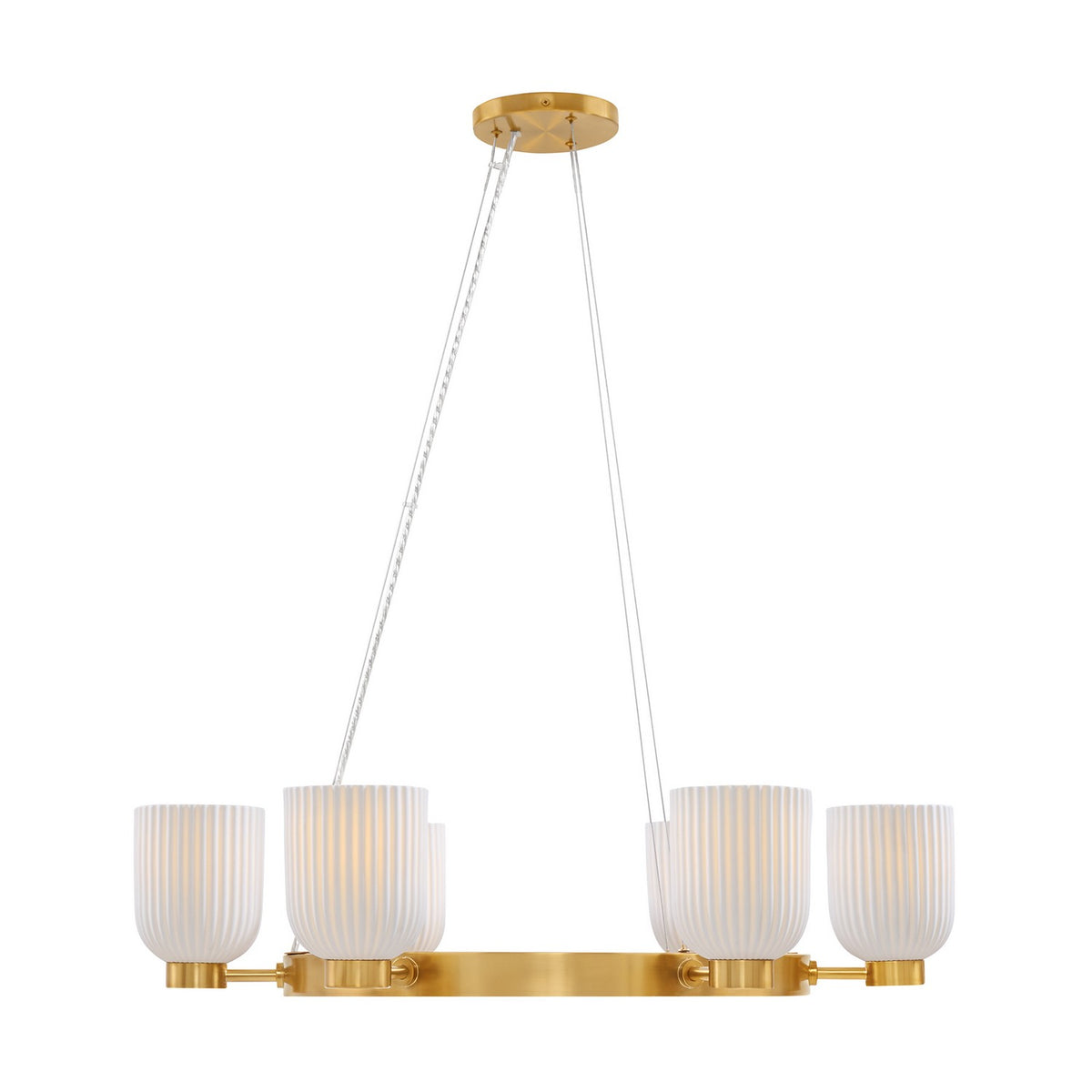 Isla Blanca Six Light Chandelier in Warm Brass
