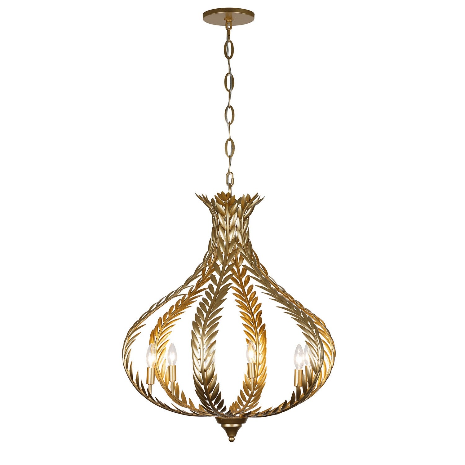 Atlas Six Light Chandelier in Grecian Gold