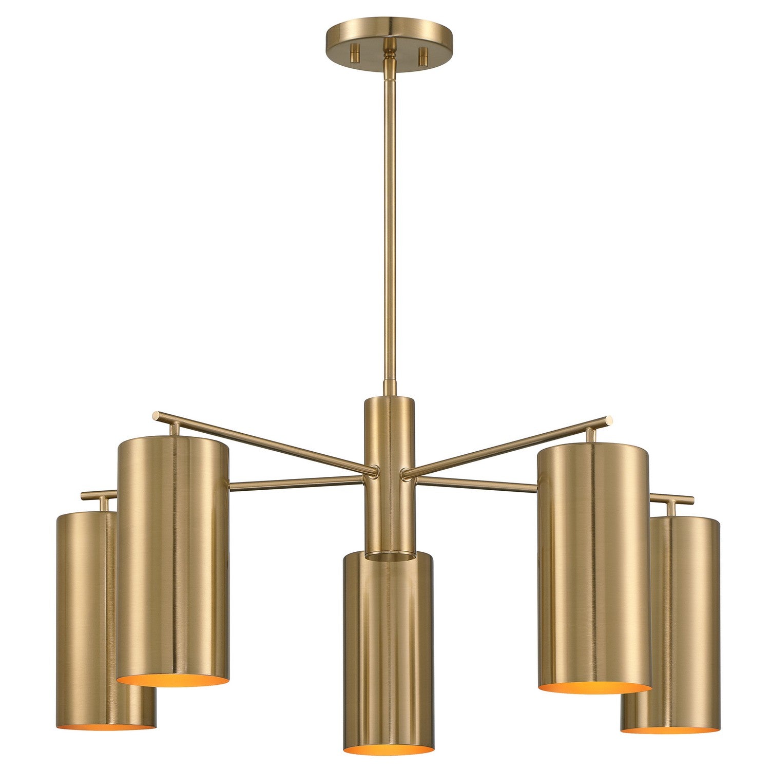 Lio Five Light Chandelier in Noble Brass