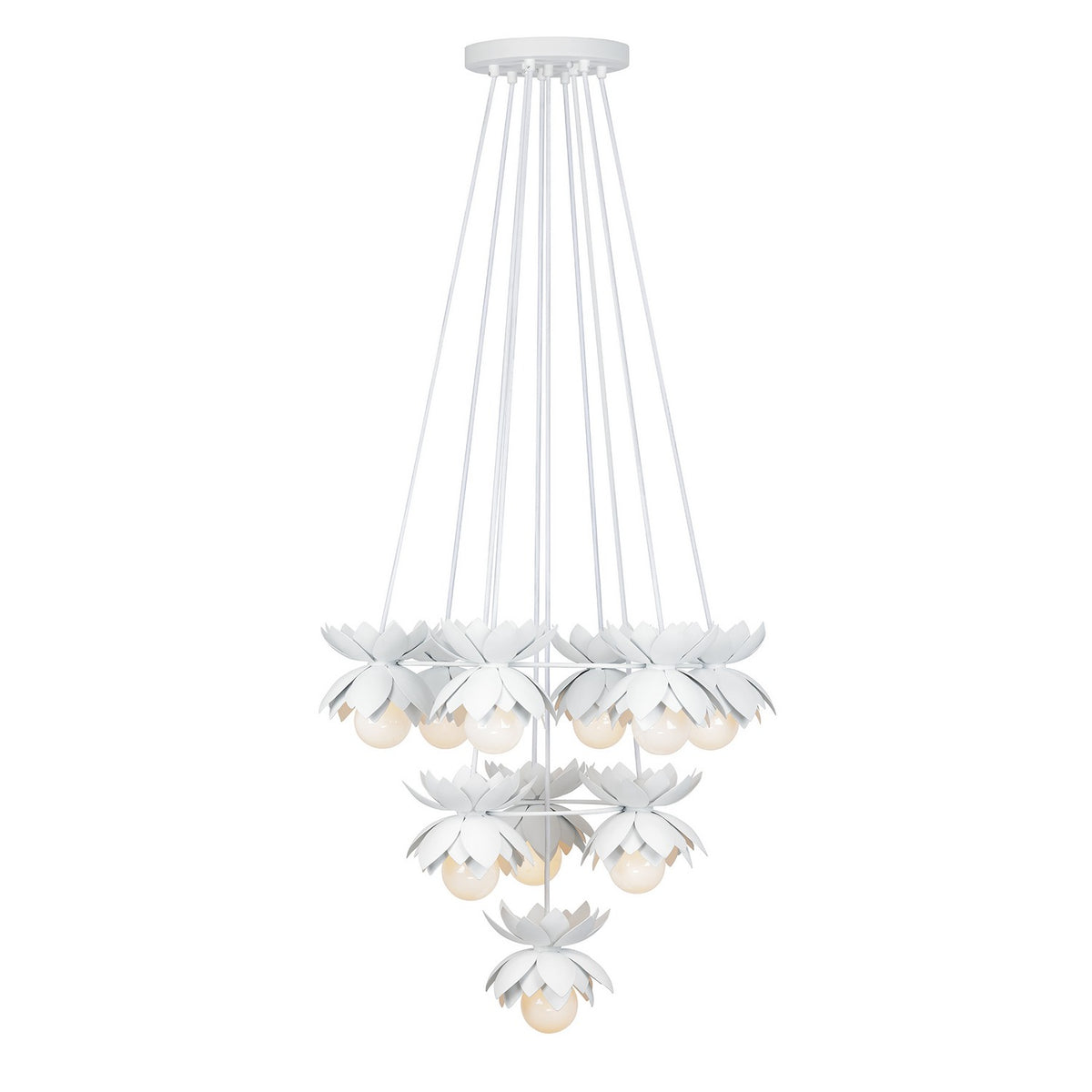 Pacha Ten Light Chandelier in White Cashmere
