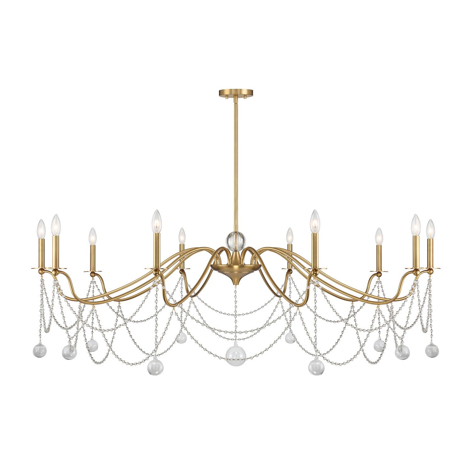 Mariposa Ten Light Chandelier in Warm Brass