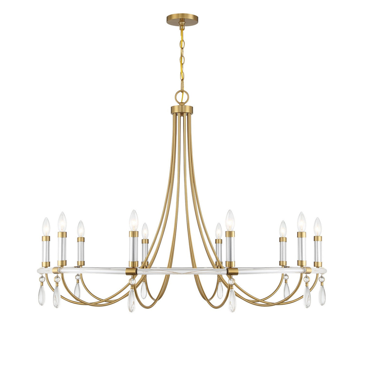 Mayfair Ten Light Chandelier in Warm Brass/Chrome