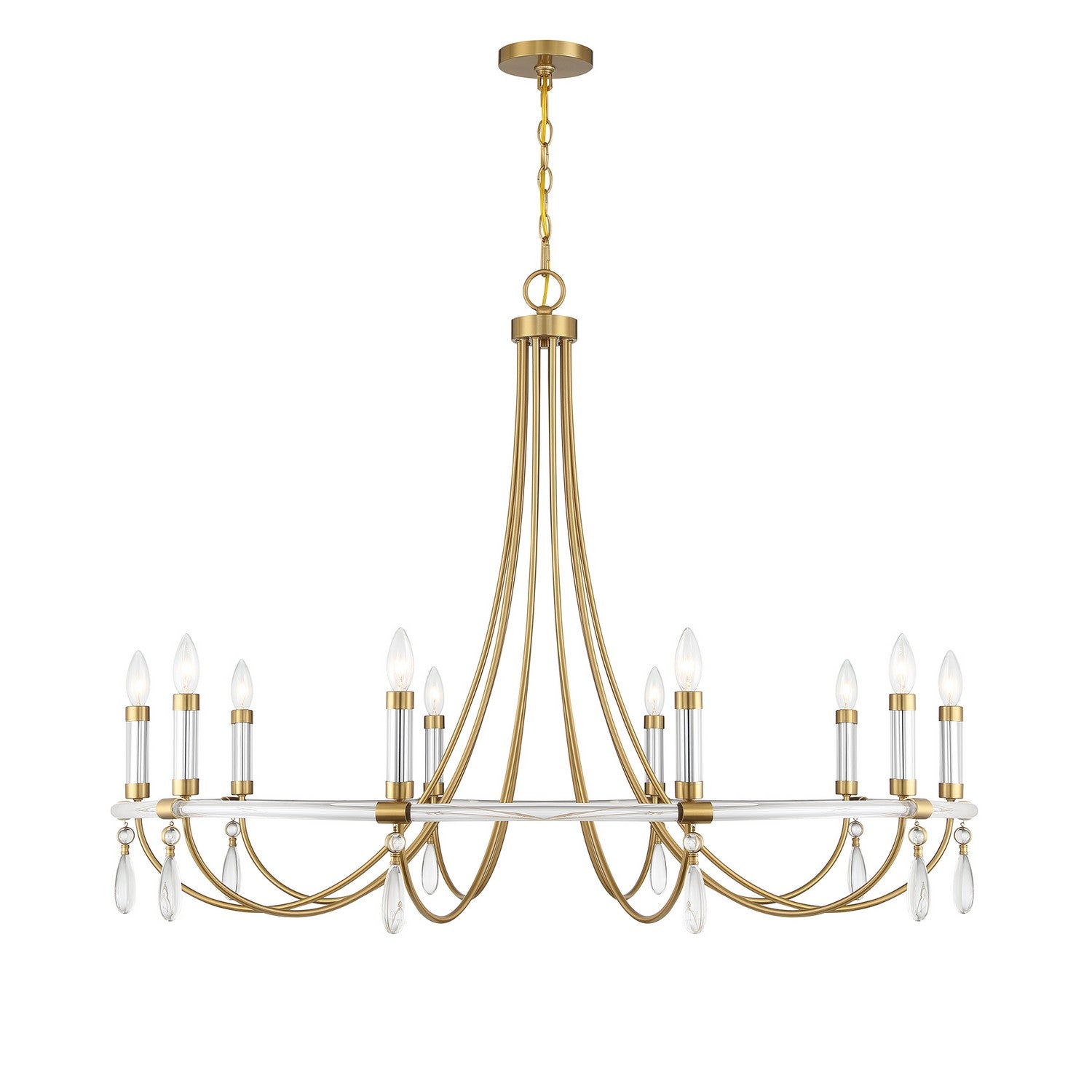 Mayfair Ten Light Chandelier in Warm Brass and Chrome