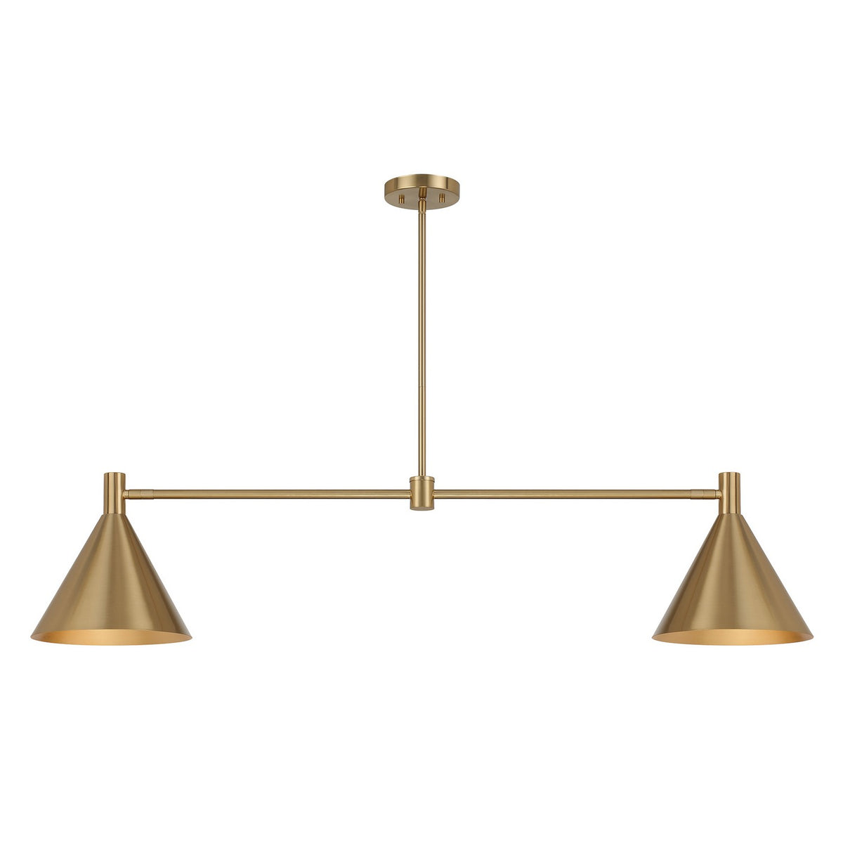 Pharos Two Light Linear Chandelier in Noble Brass