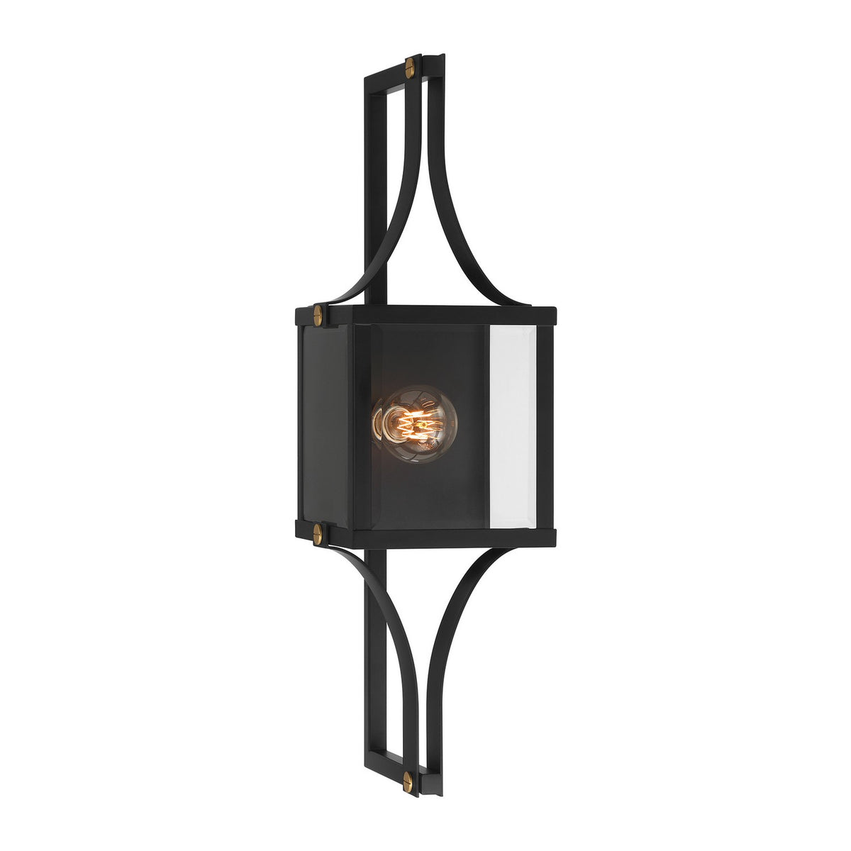 Raeburn One Light Outdoor Wall Lantern in Matte Black/Weathered Brushed Brass
