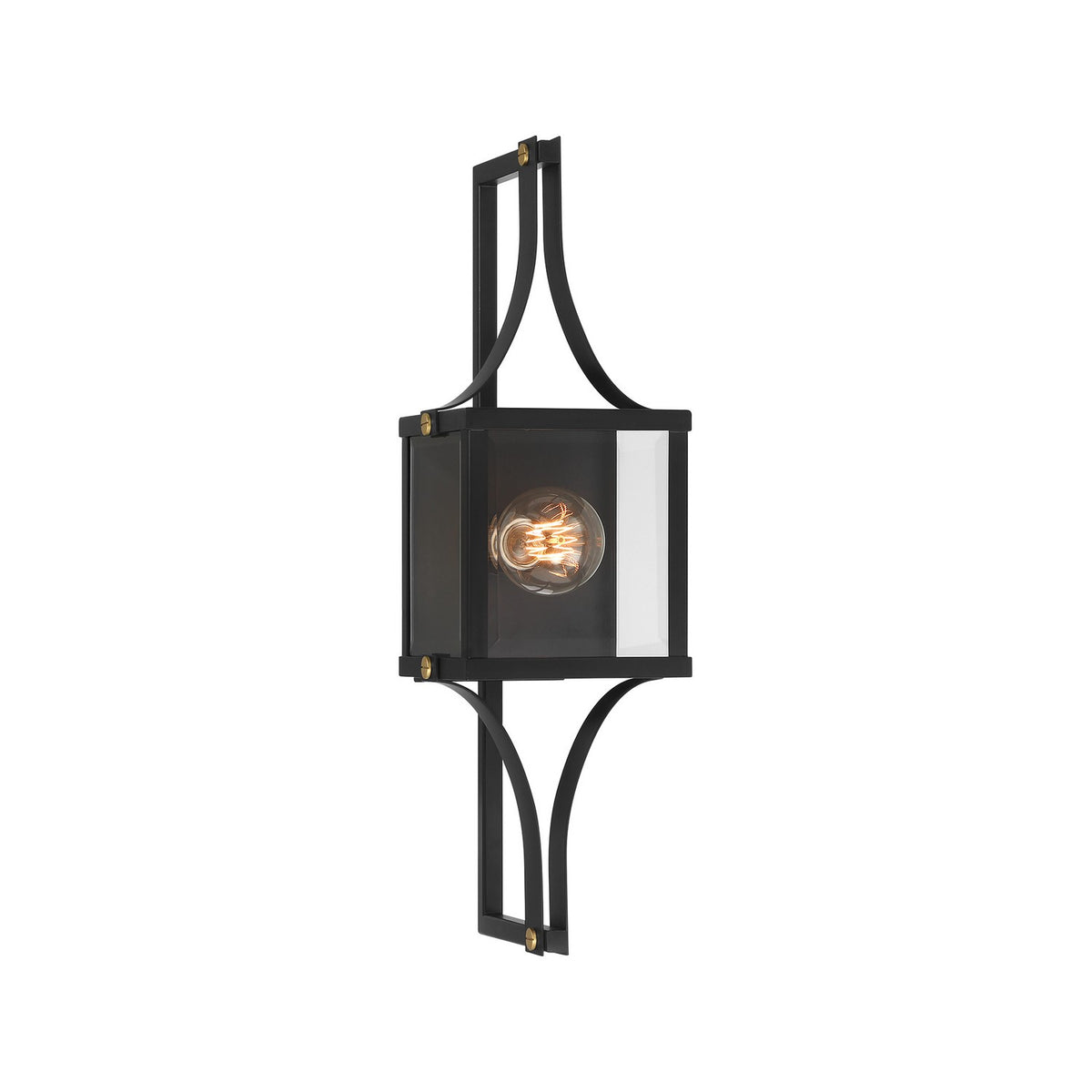 Raeburn One Light Outdoor Wall Lantern in Matte Black/Weathered Brushed Brass