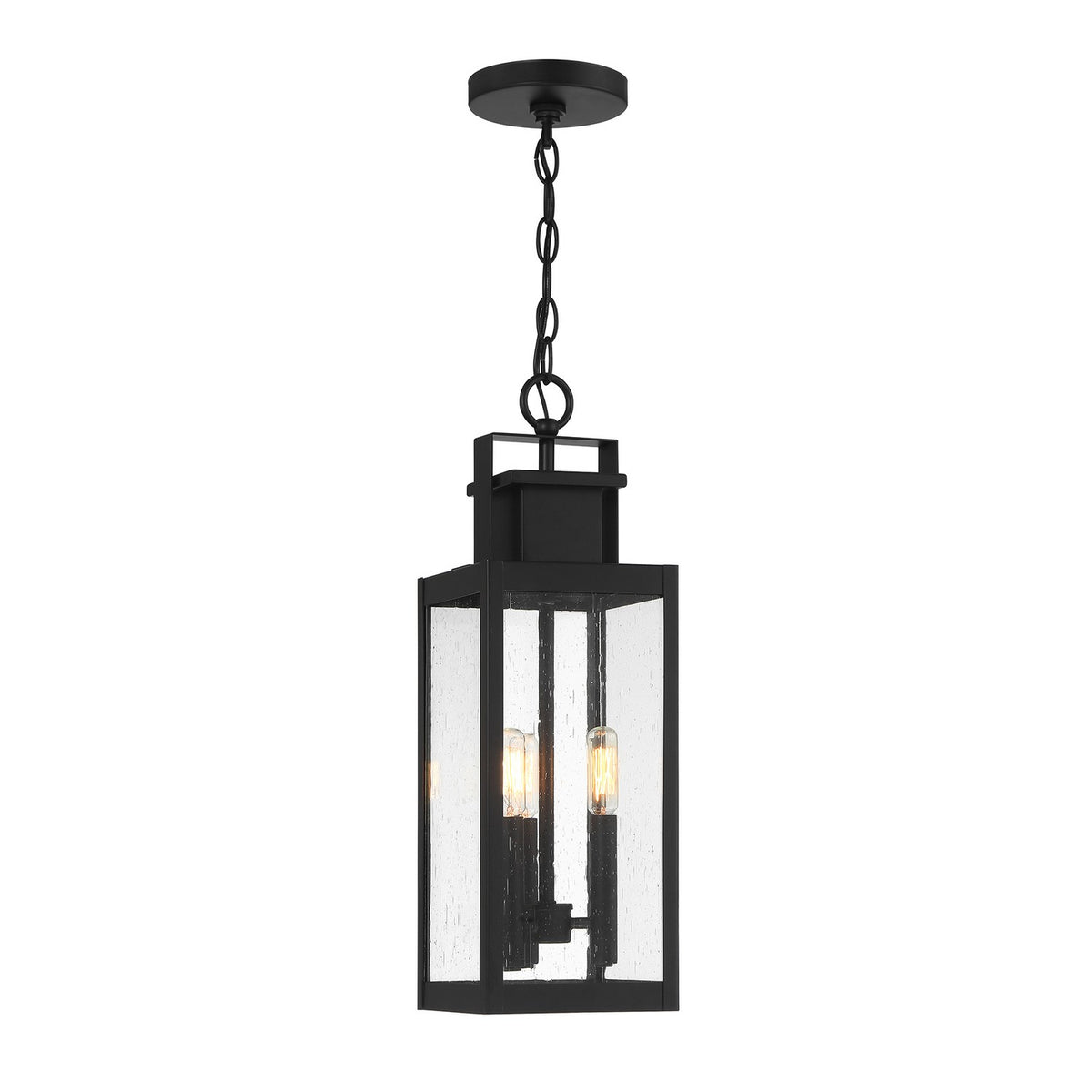 Ascott Three Light Outdoor Hanging Lantern in Matte Black