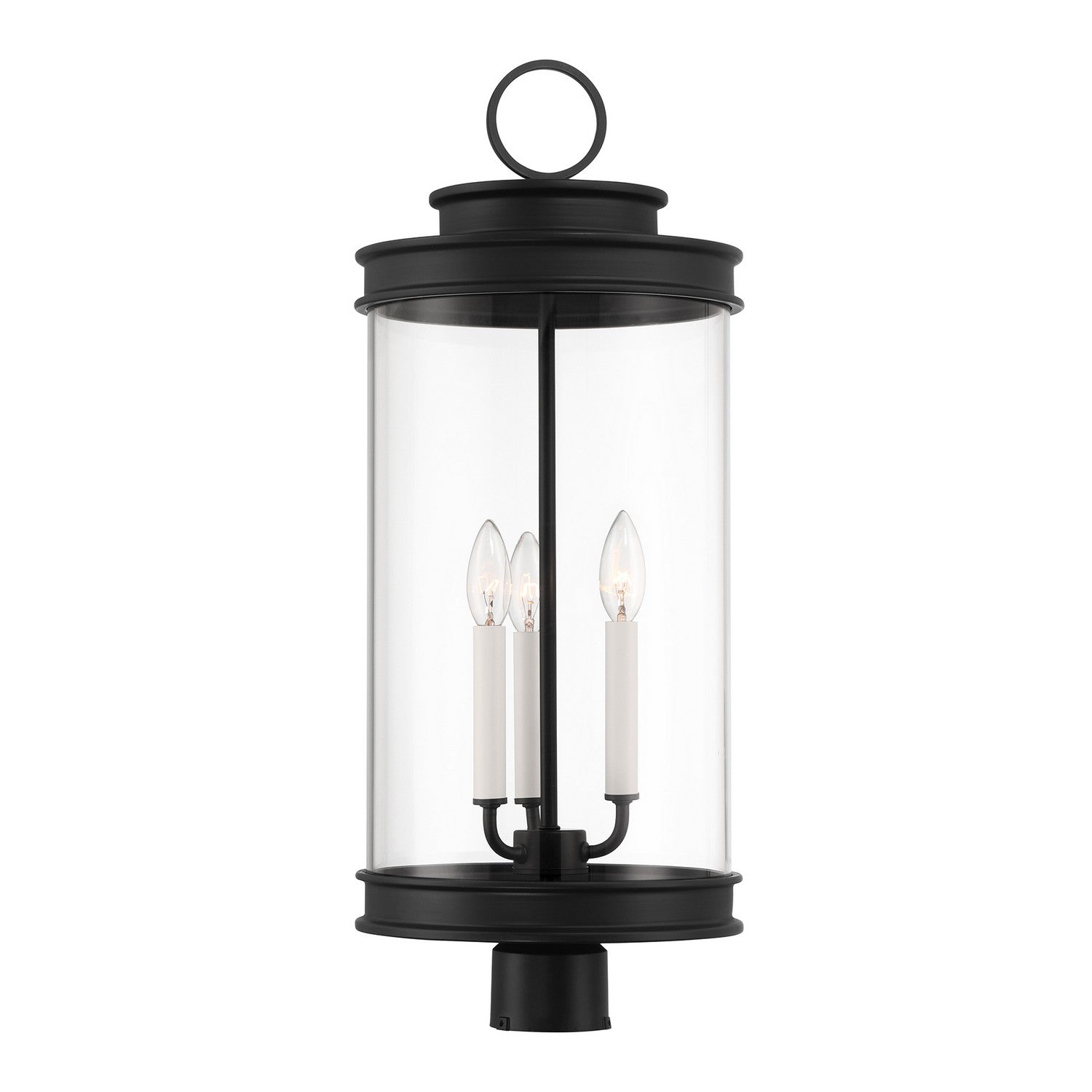 Englewood Three Light Outdoor Post Lantern in Matte Black
