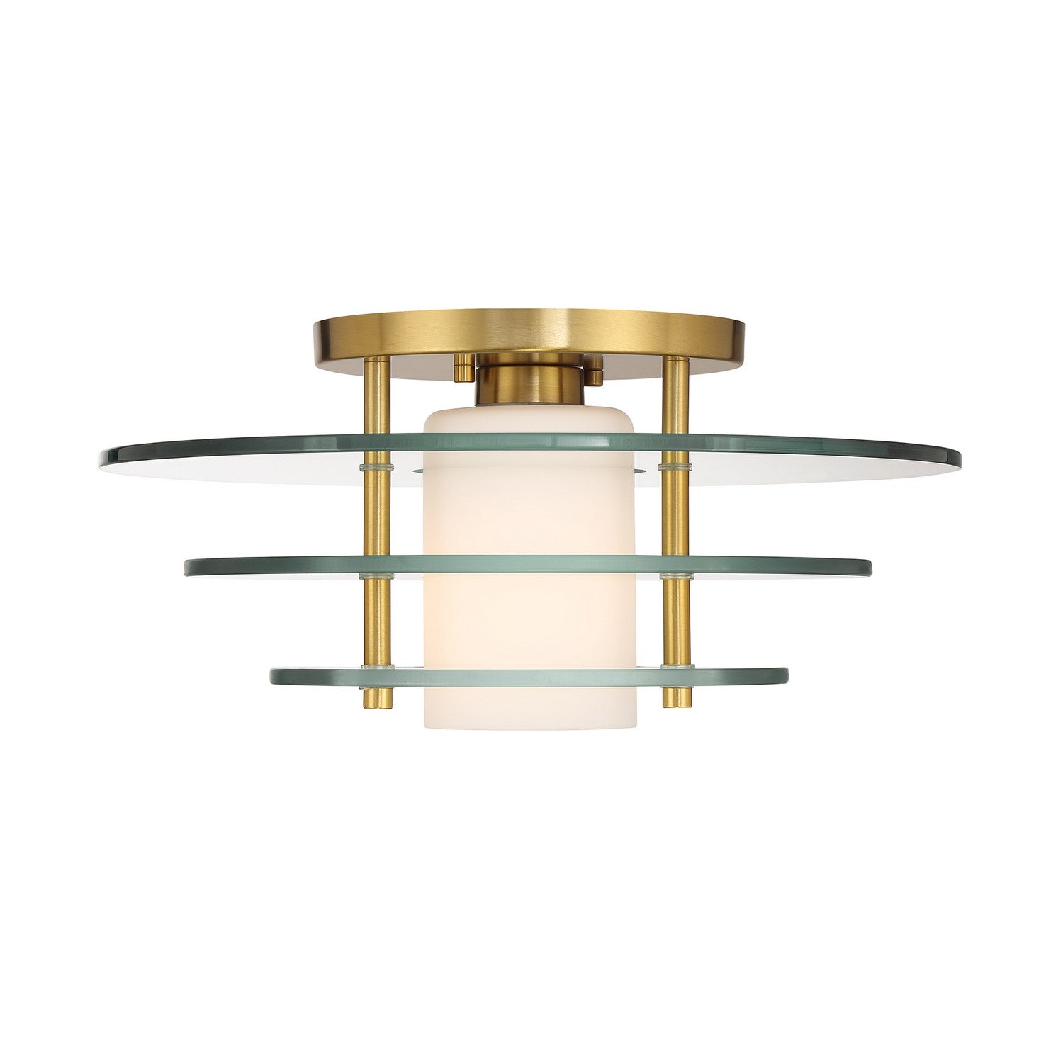 Newell One Light Semi-Flush Mount in Warm Brass