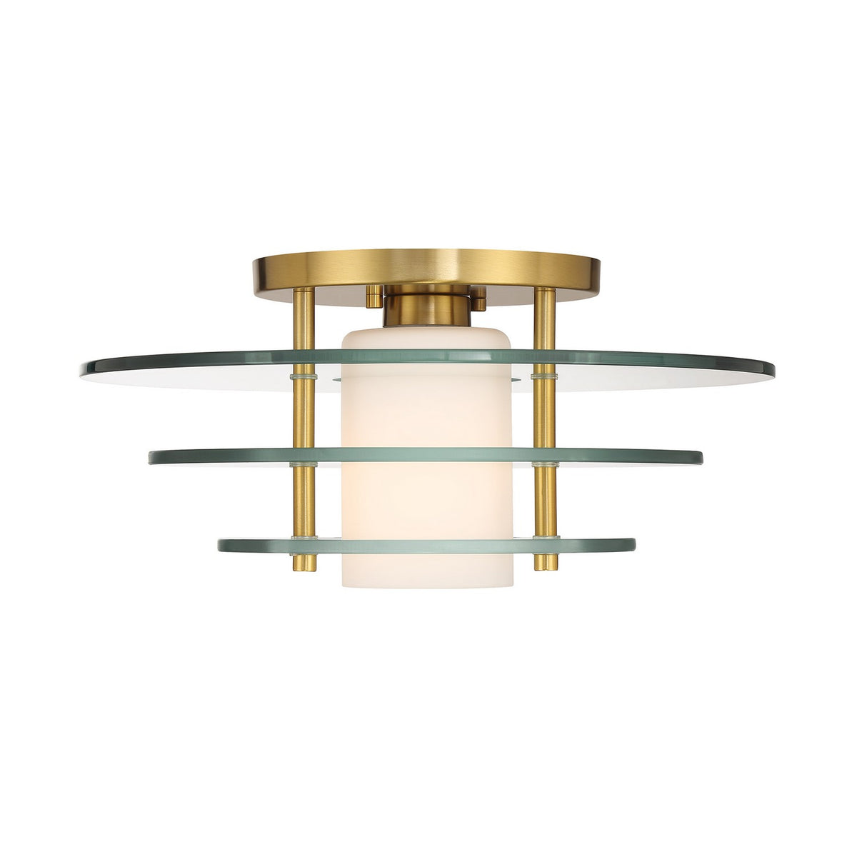 Newell One Light Semi-Flush Mount in Warm Brass