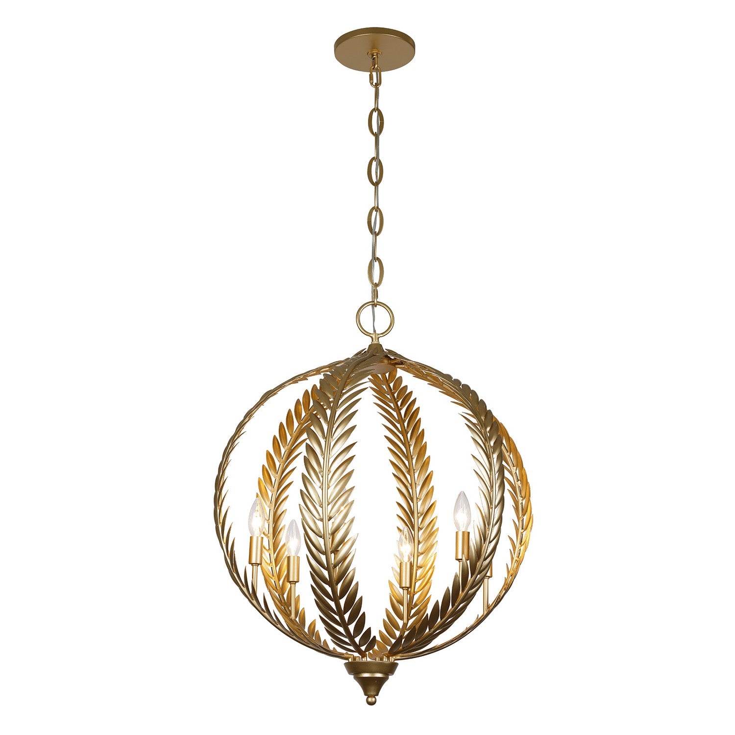 Atlas Six Light Pendant in Grecian Gold