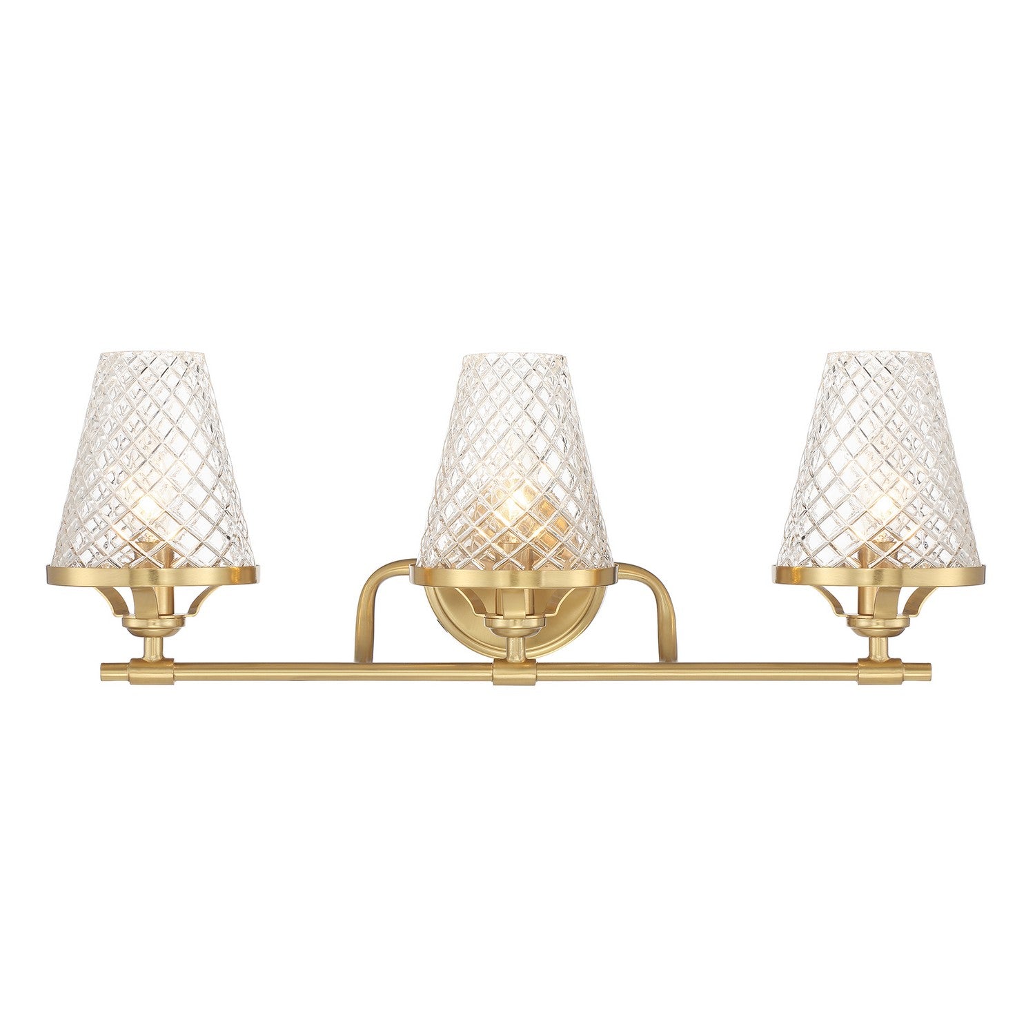 Candler Three Light Bathroom Vanity in Warm Brass