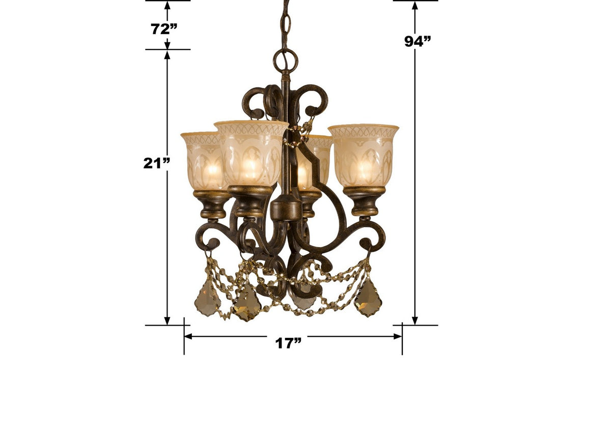 Norwalk Four Light Mini Chandelier in Bronze Umber