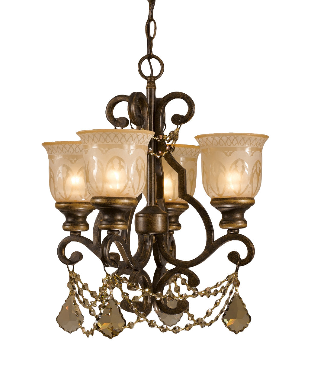 Norwalk Four Light Mini Chandelier in Bronze Umber