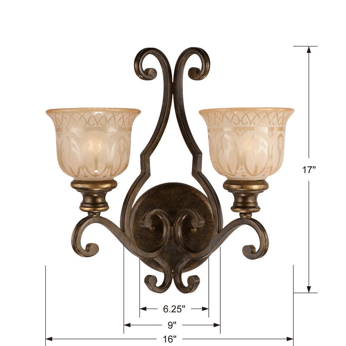 Applique murale à deux lumières Norwalk en bronze umber