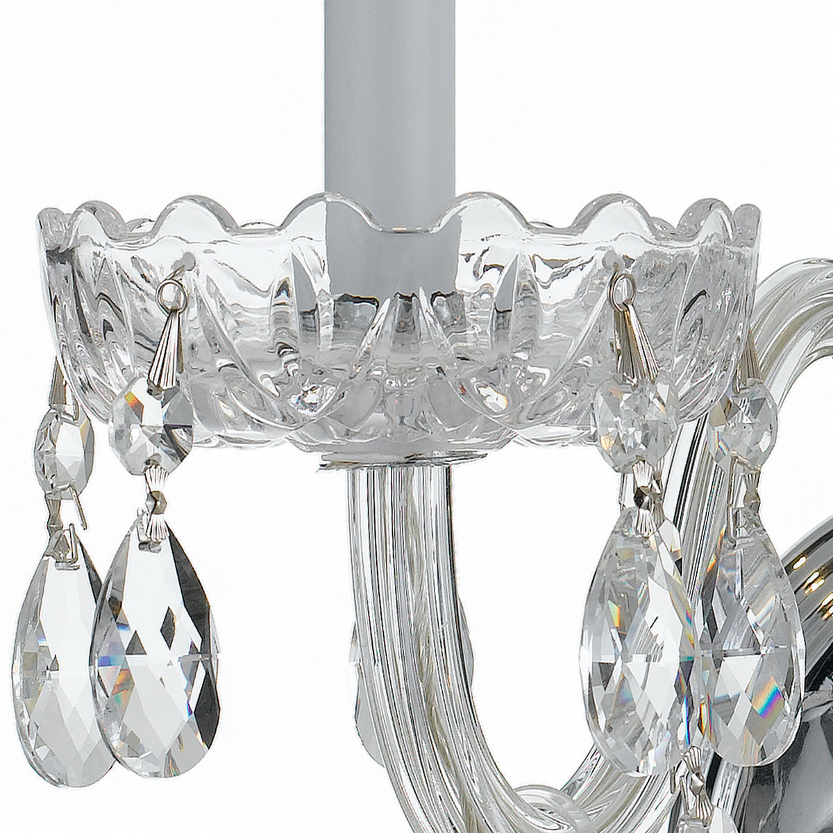 Traditional Crystal Two Light Wall Sconce in Polished Chrome