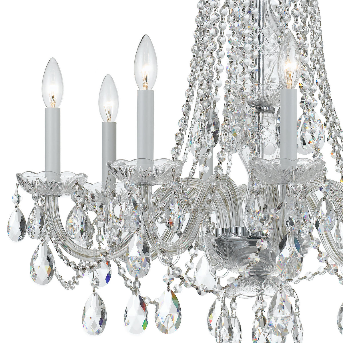 Traditional Crystal Eight Light Chandelier in Polished Chrome