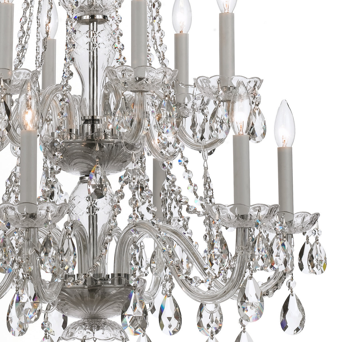 Traditional Crystal 12 Light Chandelier in Polished Chrome