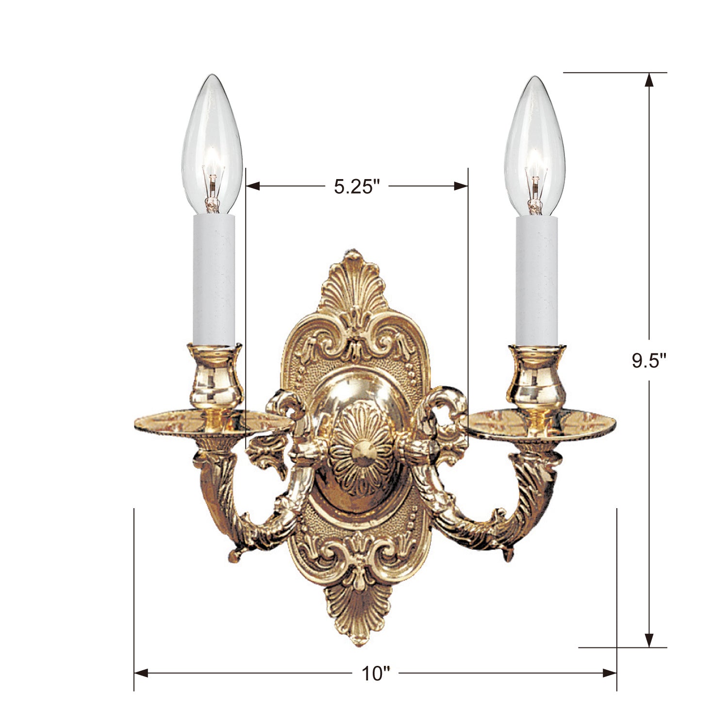 Marlowe Two Light Wall Sconce in Polished Brass