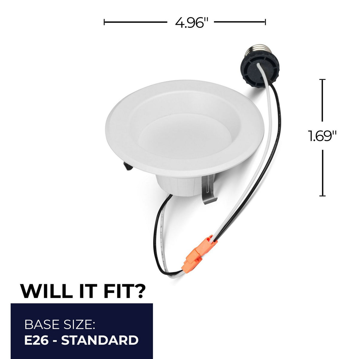 Recessed Downlight in White Round - Smooth Trim - Regressed