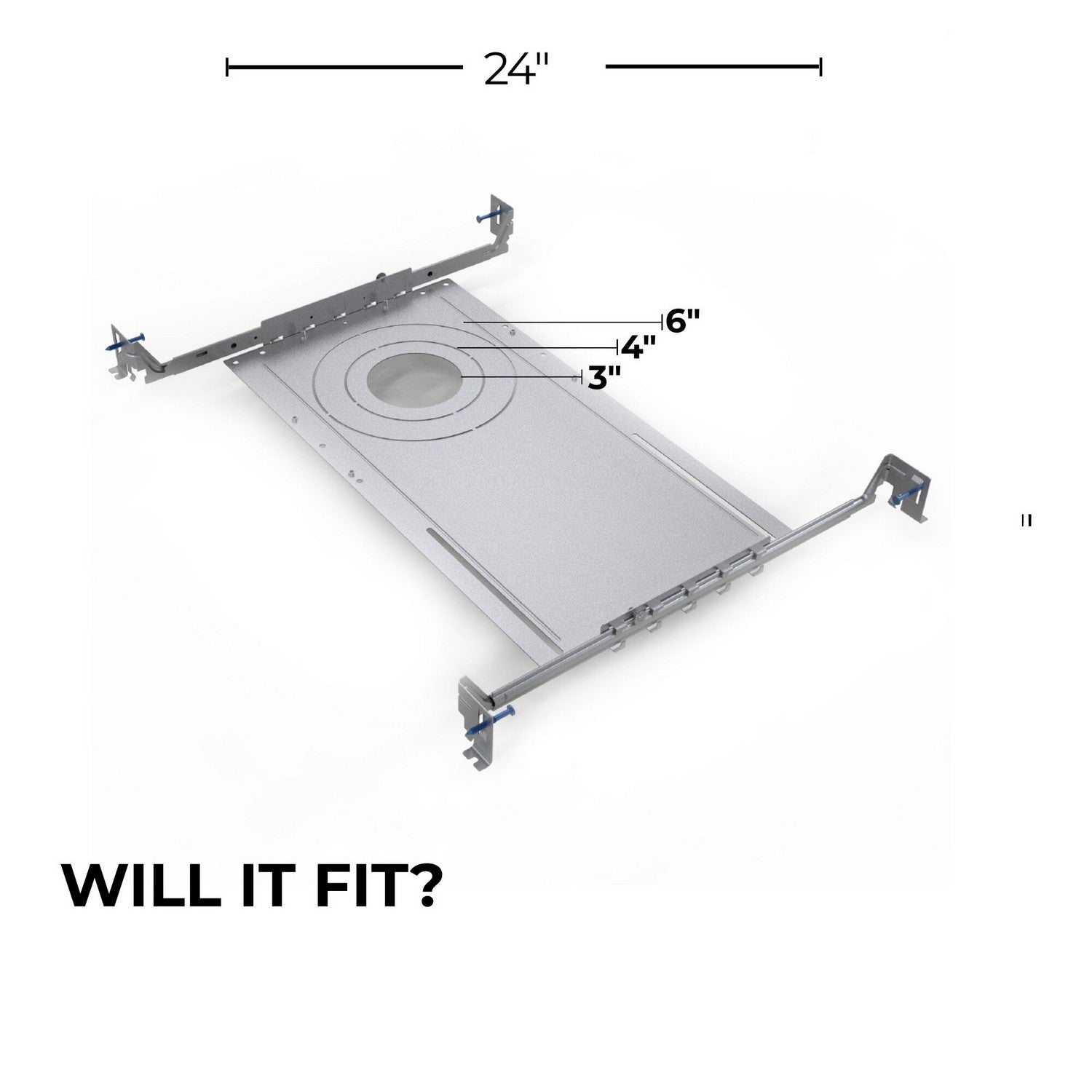 Recessed Downlight in Metal Mounting Bracket for 3", 4", 6" Downlights - Expands up to 24" Space