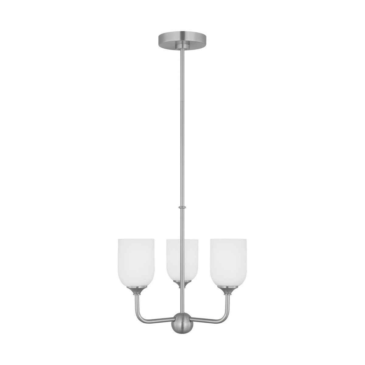 Emile Three Light Chandelier in Brushed Steel
