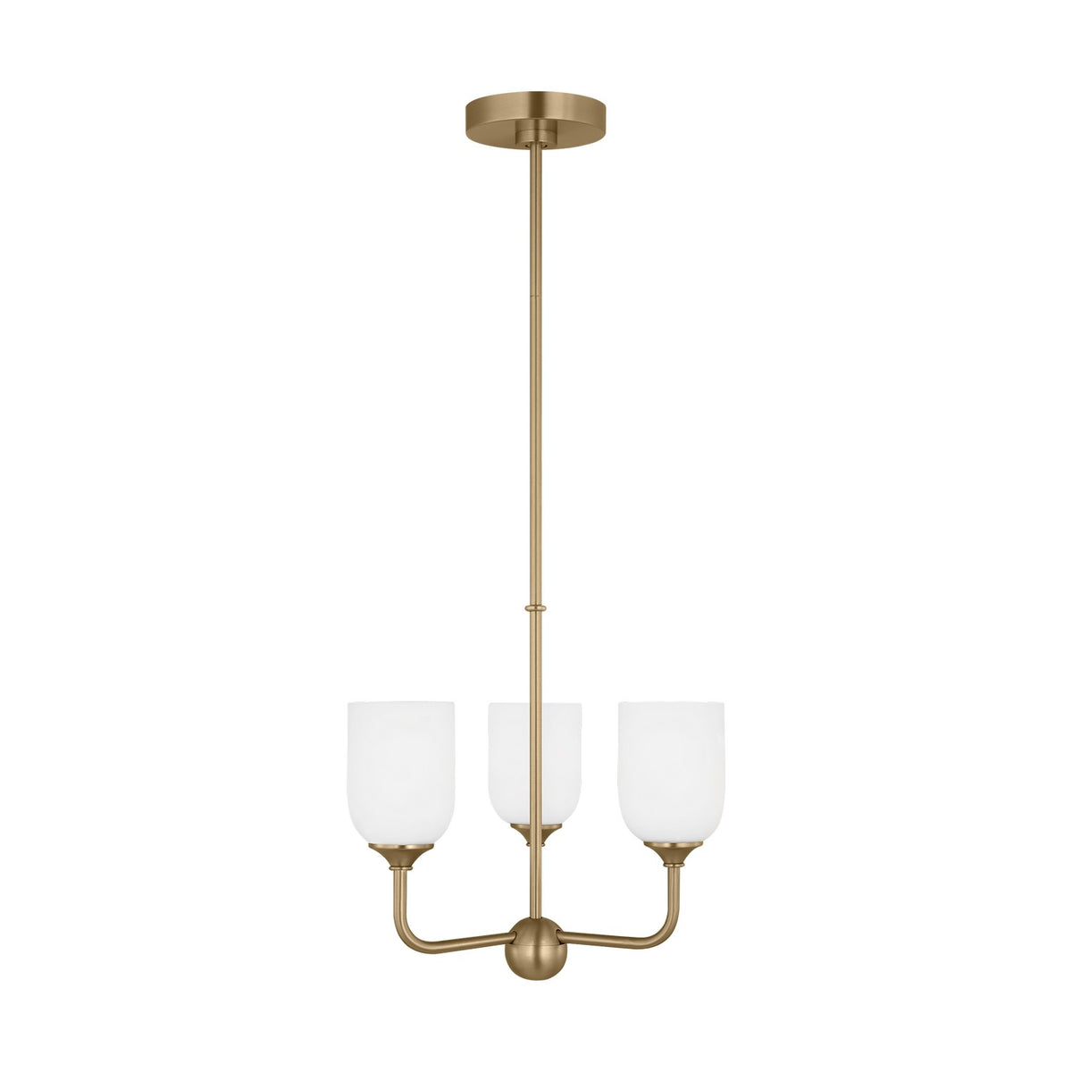 Emile Three Light Chandelier in Satin Brass