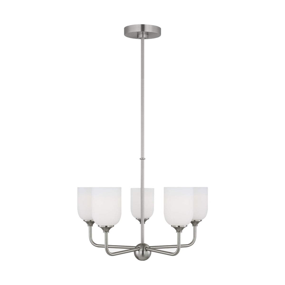 Emile Five Light Chandelier in Brushed Steel