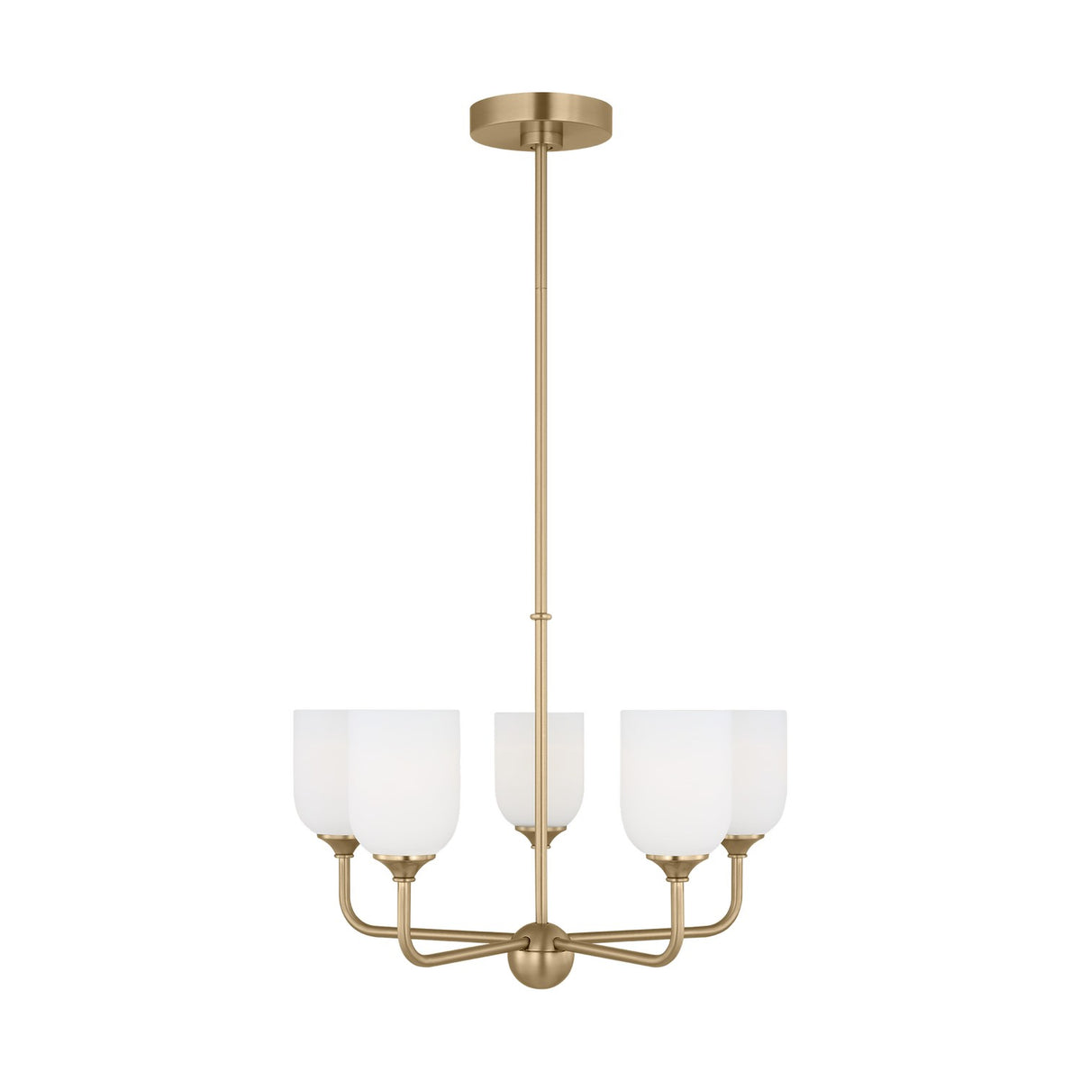 Emile Five Light Chandelier in Satin Brass