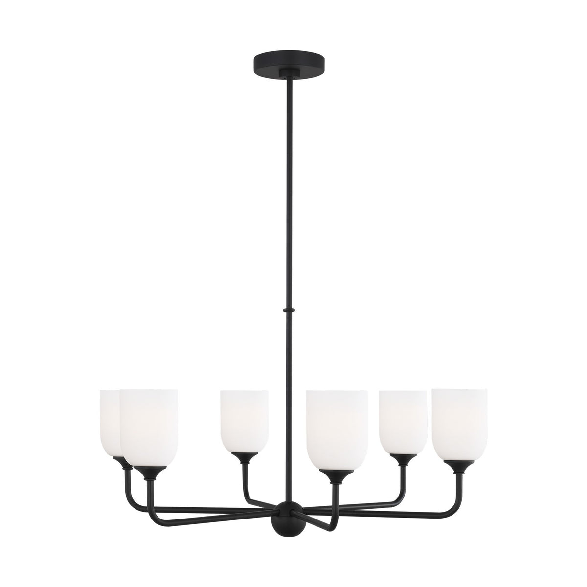 Emile Six Light Chandelier in Midnight Black