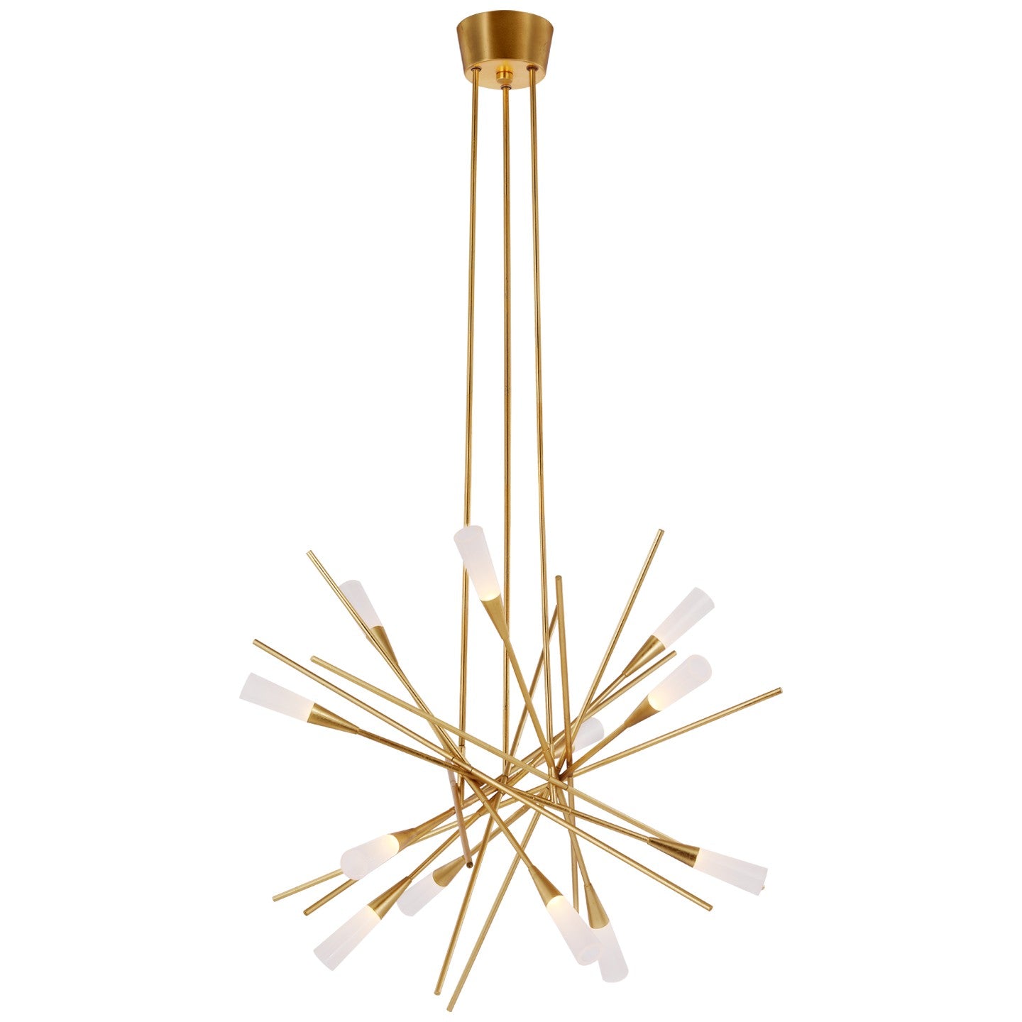 Stellar Large Chandelier in Matte Black and Antique Brass with Frosted Acrylic