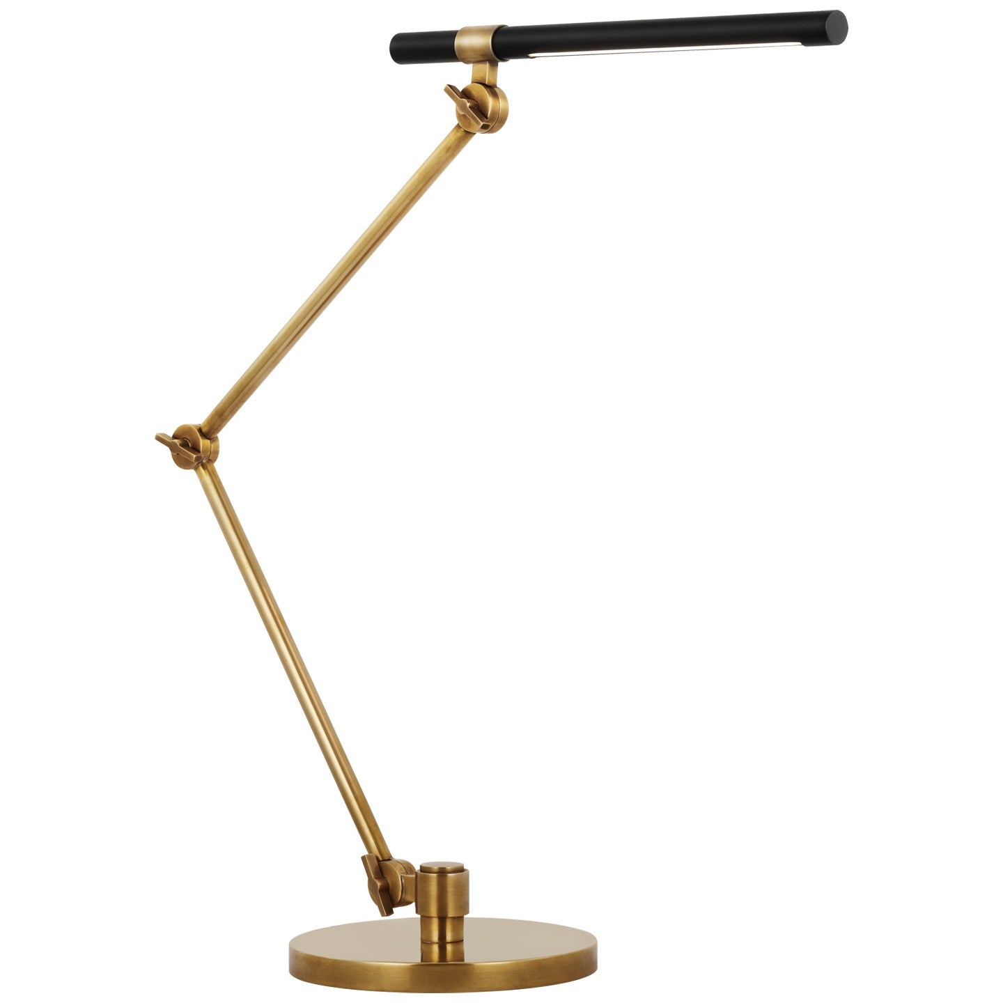 Heron Large Desk Lamp in Hand-Rubbed Antique Brass and Matte Black