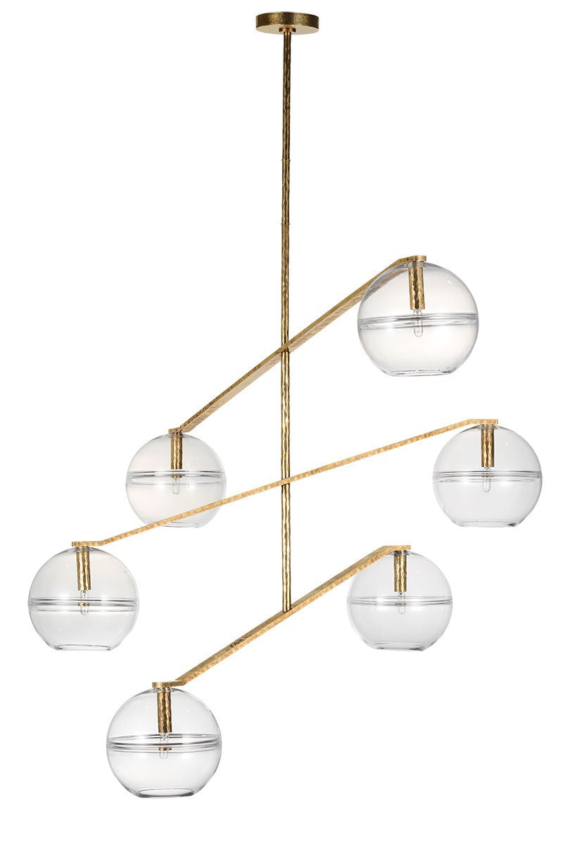 Lowing Six Light Chandelier in Polished Antique Brass