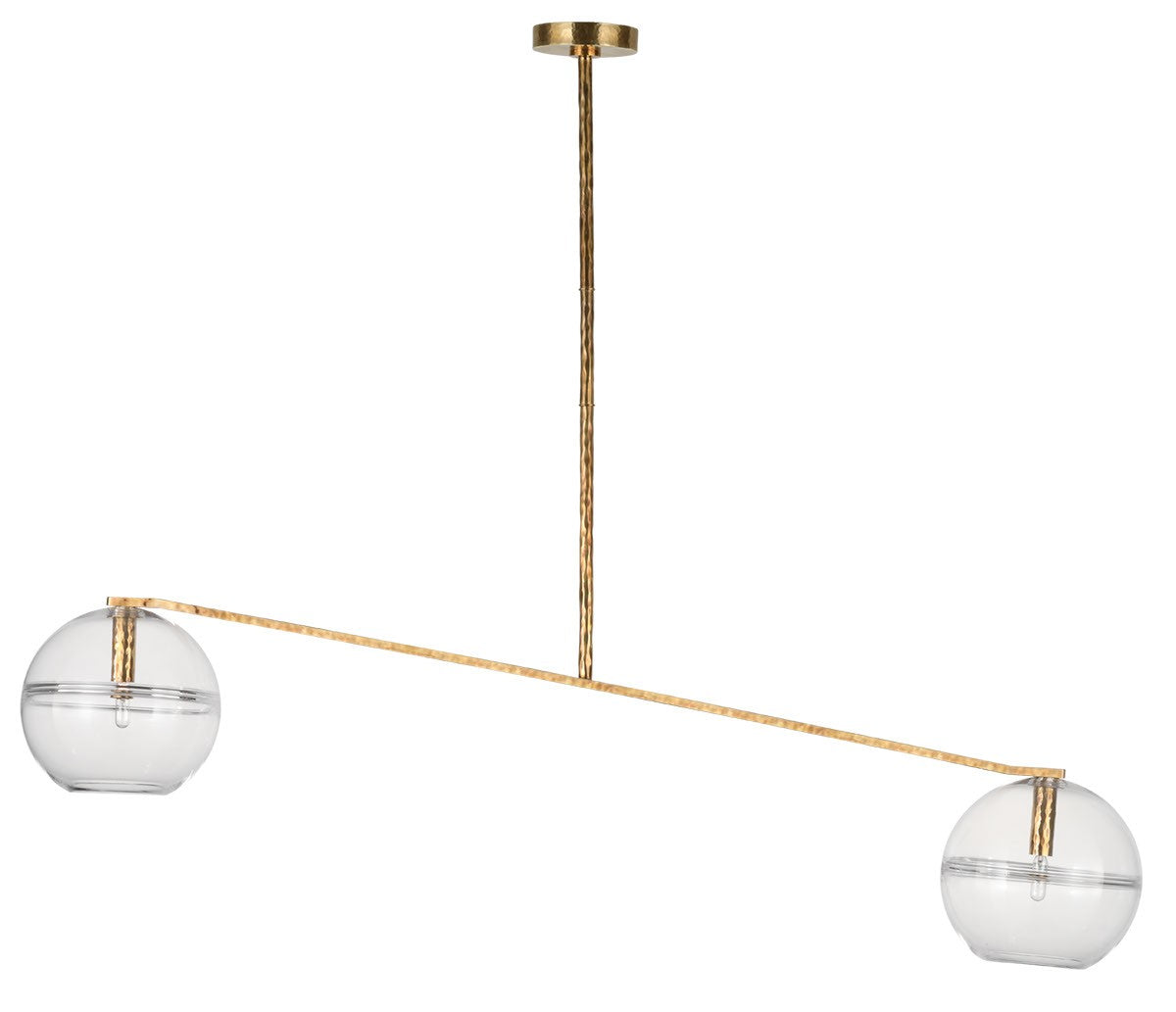Lowing Two Light Chandelier in Polished Antique Brass
