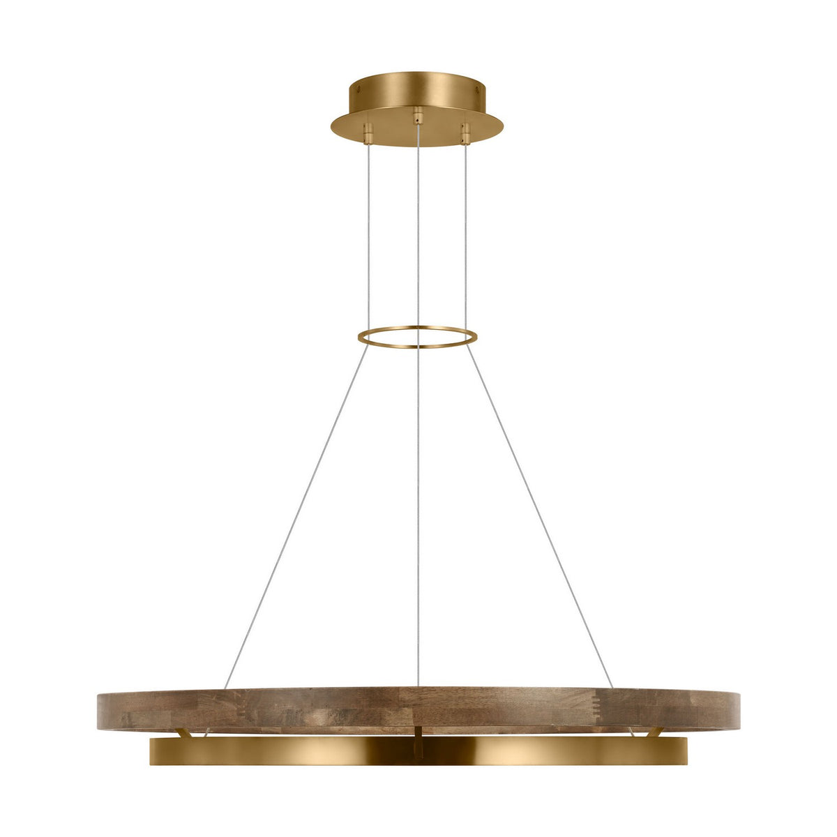 Grace LED Chandelier in Natural Brass/ Weathered Oak