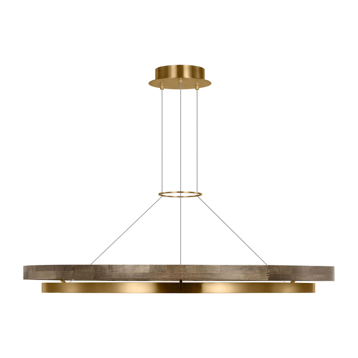 Grace LED Chandelier in Natural Brass/ Weathered Oak