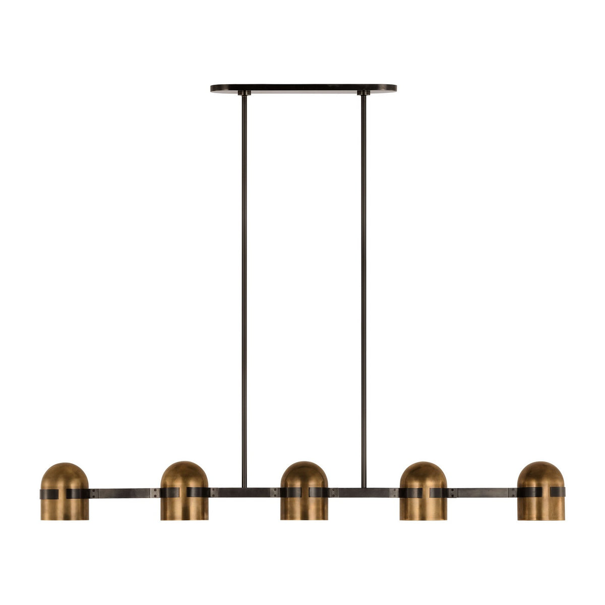 Octavia LED Linear Chandelier in Blackened Bronze/Bright Worn Brass