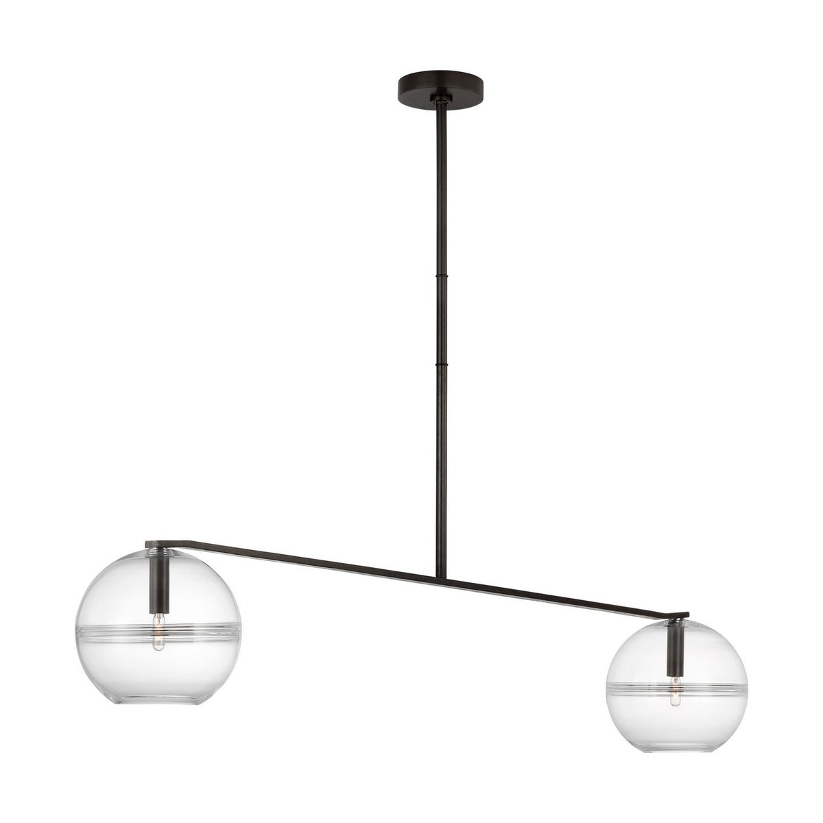 Lowing Two Light Chandelier in Blackened Forged