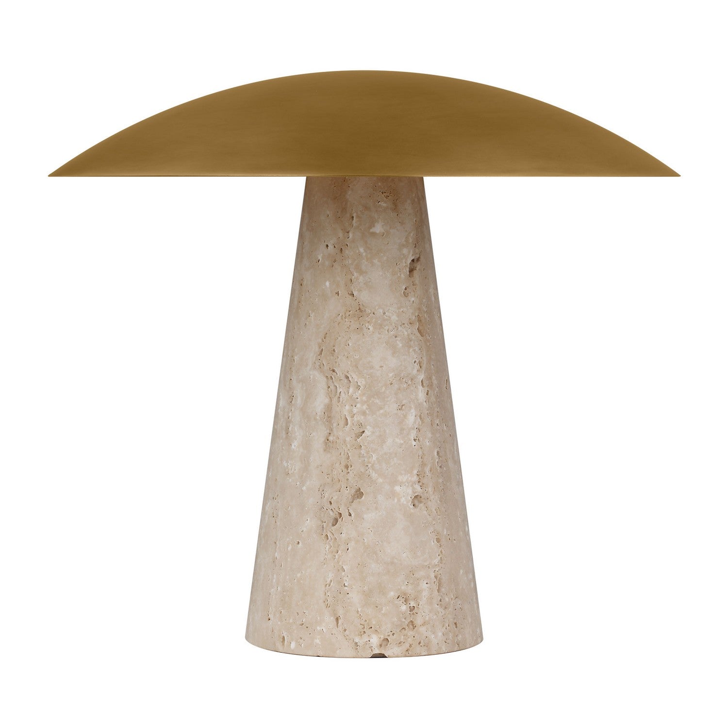 Aegis LED Table Lamp in Natural Brass/Natural Travertine
