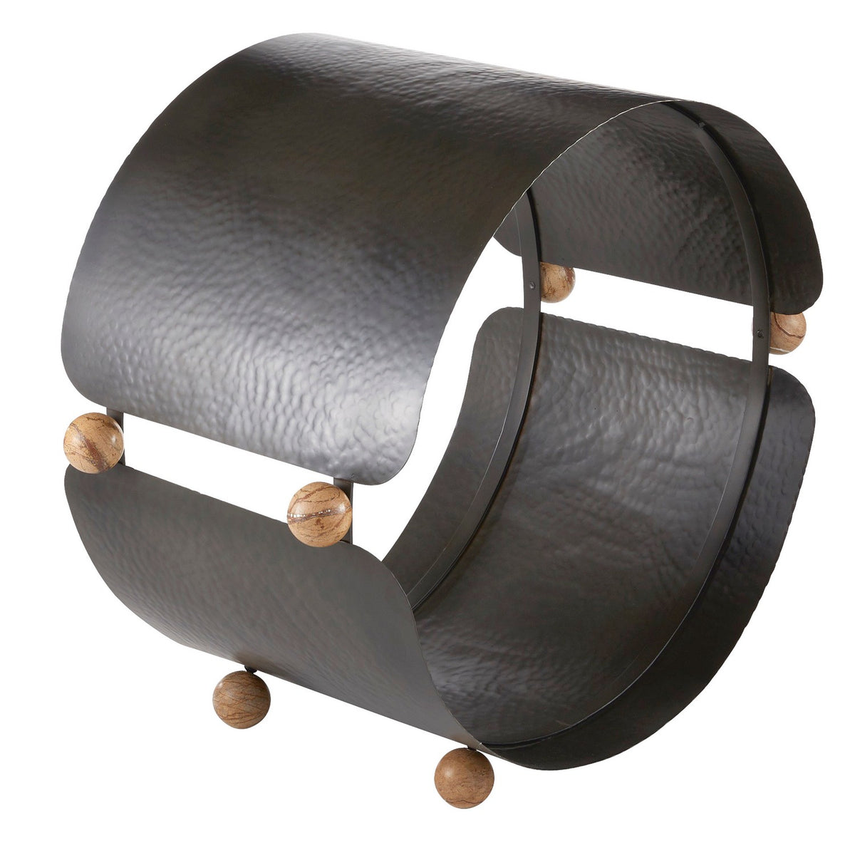 Cannon Log Holder in Blackened Iron/Sienna
